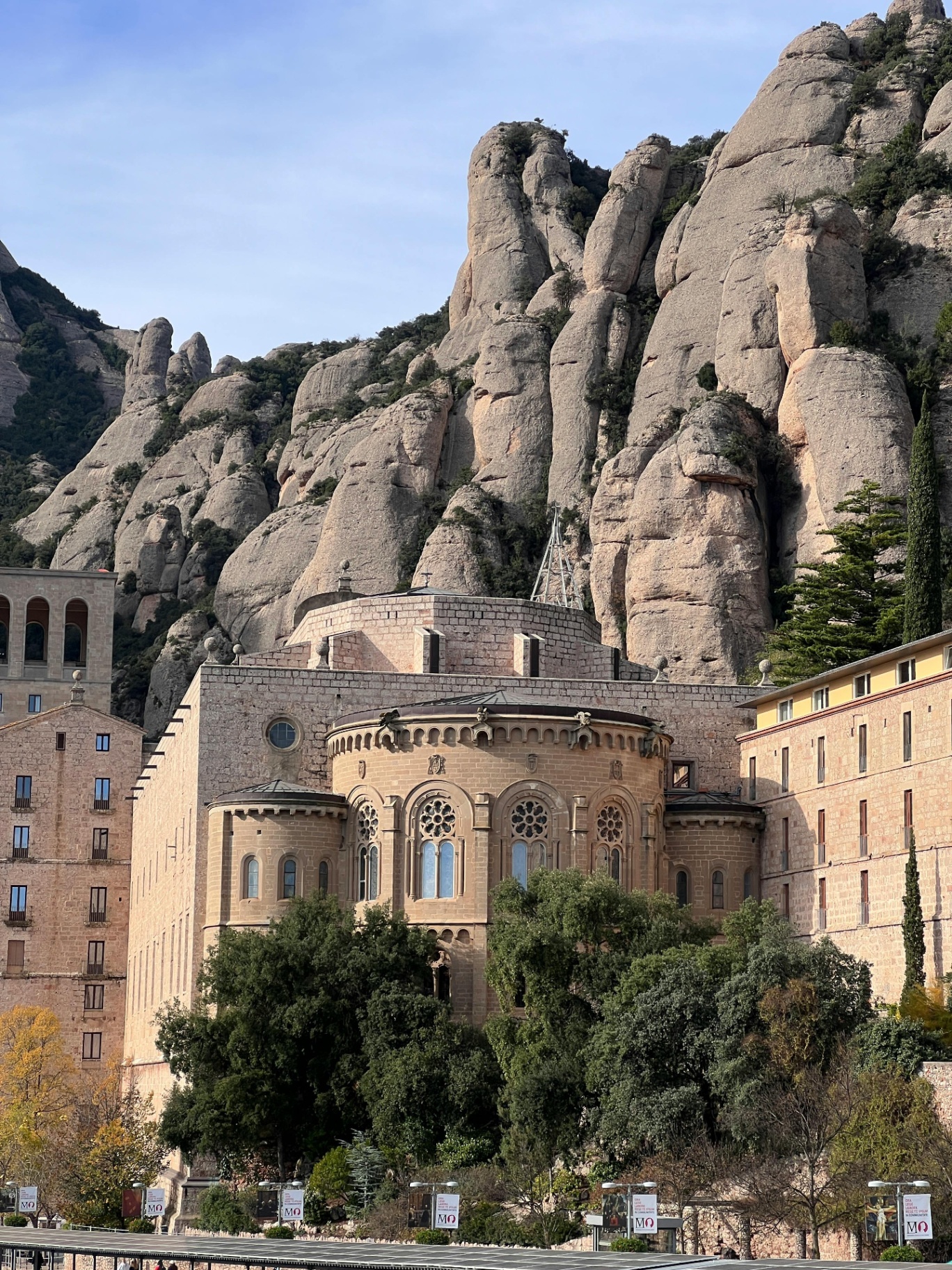 Montserrat monastery beneath the jagged Catalan mountains